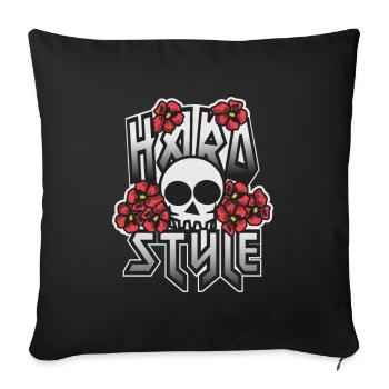 HARD STYLE skull embedded in flowers - Sofa pillowcase 17,3'' x 17,3'' (45 x 45 cm) - black - Front