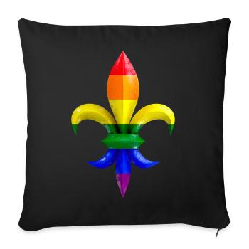 Fleur de Lys / Fleur de Lis marble with rainbow - Sofa pillowcase 17,3'' x 17,3'' (45 x 45 cm) - black - Front