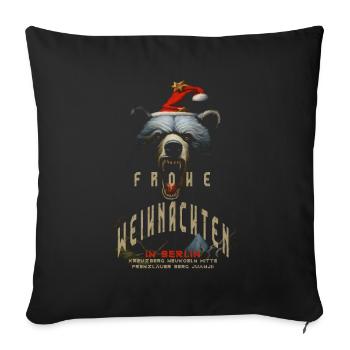 Weihnachten Berliner Bär schickt Weihnachtsgrüße - Sofakissenbezug 45 x 45 cm - Schwarz - Vorne