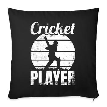 Funny cricketer - Sofa pillowcase 17,3'' x 17,3'' (45 x 45 cm) - black - Front