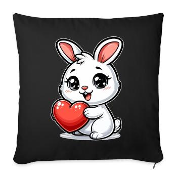 Cadeau de la Saint-Valentin lapin - Love & Romance - Housse de coussin décorative 45 x 45 cm - noir - Devant