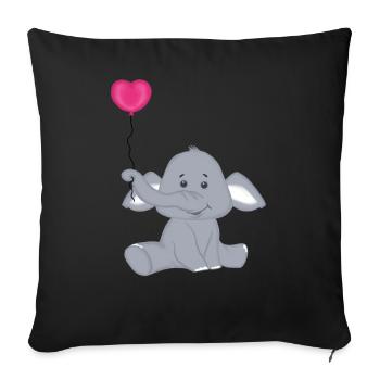 Baby Elephant with Heart Air Balloon - Sofa pillowcase 17,3'' x 17,3'' (45 x 45 cm) - black - Front