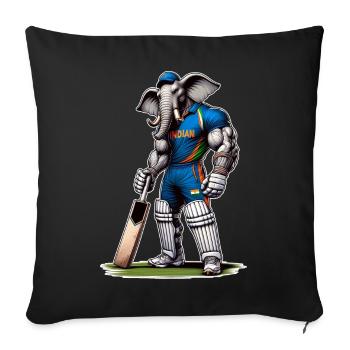India cricket sport elephant design - Sofa pillowcase 17,3'' x 17,3'' (45 x 45 cm) - black - Front