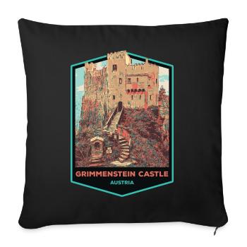 Illustration Grimmenstein Castle, Lower Austria - Sofa pillowcase 17,3'' x 17,3'' (45 x 45 cm) - black - Front