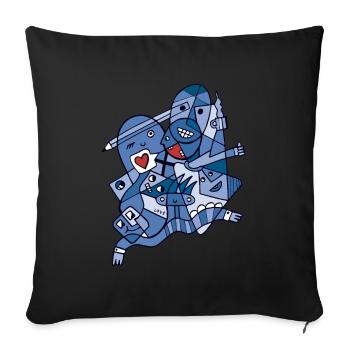 L’harmonie dans la diversité Version bleue - Housse de coussin décorative 45 x 45 cm - noir - Devant