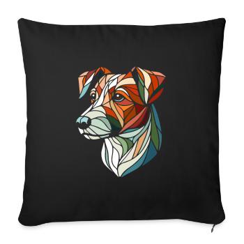 Geometrischer Jack Russel Hundekopf, Polygon Kunst - Sofakissenbezug 45 x 45 cm - Schwarz - Vorne