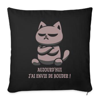 Sulky cat, I want to sulk today - Sofa pillowcase 17,3'' x 17,3'' (45 x 45 cm) - black - Front