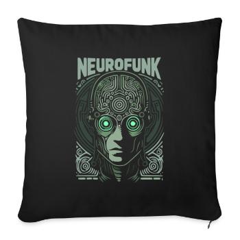 Neurofunk Cyborg Head Drum and Bass Music - Sofa pillowcase 17,3'' x 17,3'' (45 x 45 cm) - black - Front