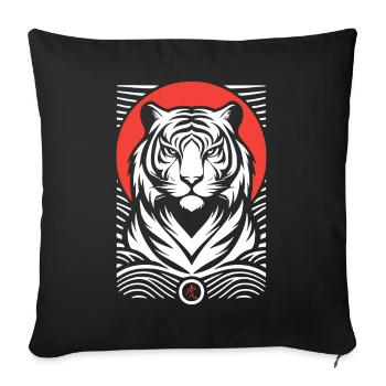 Tiger, red white Japanese print style - Sofa pillowcase 17,3'' x 17,3'' (45 x 45 cm) - black - Front