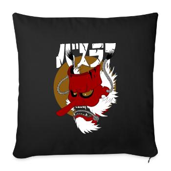 Japanische Dämonenmaske - Sofakissenbezug 45 x 45 cm - Schwarz - Vorne