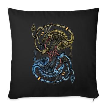 Wikinger Drachen - Sofakissenbezug 45 x 45 cm - Schwarz - Vorne