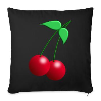 Twin cherries with leaves - Sofa pillowcase 17,3'' x 17,3'' (45 x 45 cm) - black - Front