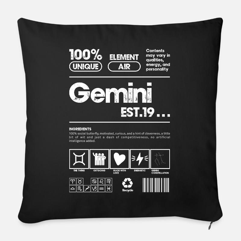 Zwillinge Glyphen EST.19 - Sofakissenbezug 45 x 45 cm - Schwarz
