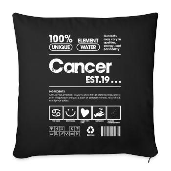 Cancer Water Zodiac Emblem - Sofa pillowcase 17,3'' x 17,3'' (45 x 45 cm) - black - Front