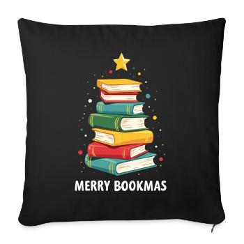 Merry Bookmas - Holiday Cheer for Book Lovers - Sofa pillowcase 17,3'' x 17,3'' (45 x 45 cm) - black - Front