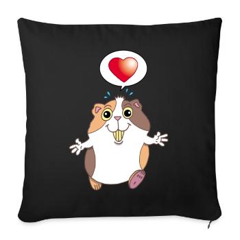 Cute Hamster - Sofa pillowcase 17,3'' x 17,3'' (45 x 45 cm) - black - Front