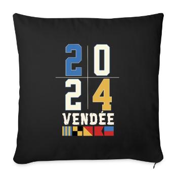 Régate autour du globe Vendée 2024 - Housse de coussin décorative 45 x 45 cm - noir - Devant