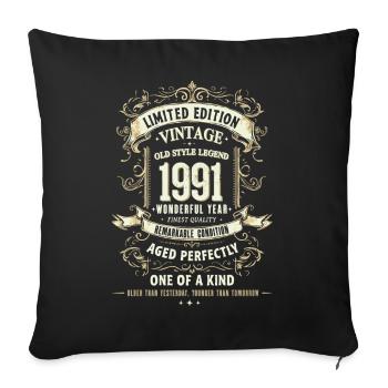 Geboren 1991, Baujahr 1991 Geburtstags Shirt 90er - Sofakissenbezug 45 x 45 cm - Schwarz - Vorne