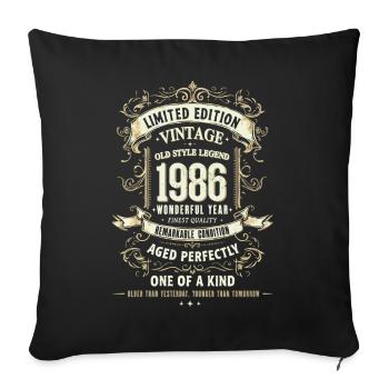 Geboren 1986, Baujahr 1986 Geburtstags Shirt 80er - Sofakissenbezug 45 x 45 cm - Schwarz - Vorne