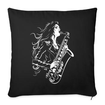 Saxophone player - Sofa pillowcase 17,3'' x 17,3'' (45 x 45 cm) - black - Front