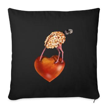 Brain and heart - Sofa pillowcase 17,3'' x 17,3'' (45 x 45 cm) - black - Front