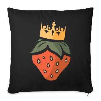 Roi des fraises - Fraise de dessin animé - Housse de coussin décorative 45 x 45 cm - noir - Devant