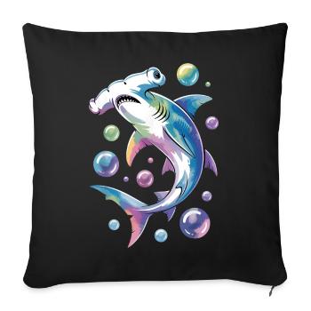 Vibrant Shark with Bubble Accents - Sofa pillowcase 17,3'' x 17,3'' (45 x 45 cm) - black - Front