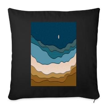 Abstraktes Strand-Design - Surfboard im Ozean - Sofakissenbezug 45 x 45 cm - Schwarz - Vorne