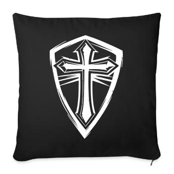 Cross symbol in shield design - Sofa pillowcase 17,3'' x 17,3'' (45 x 45 cm) - black - Front