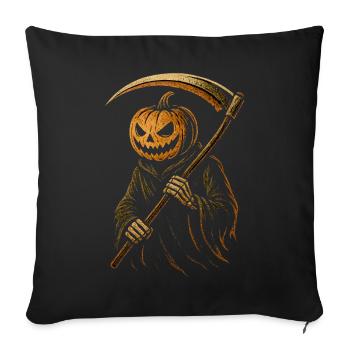 T-shirt d'Halloween citrouille Faucheuse Costume d'horreur - Housse de coussin décorative 45 x 45 cm - noir - Devant