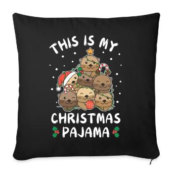 Pyjama de Noël Loutre de Noël - Housse de coussin décorative 45 x 45 cm - noir - Devant