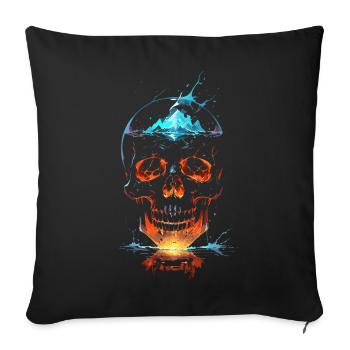 Crâne de Feu et Glace Éclatant - Sofa pillowcase 17,3'' x 17,3'' (45 x 45 cm) - black - Front