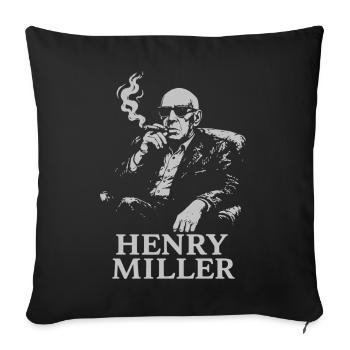 Henry Miller Noir Portrait Tee - Housse de coussin décorative 45 x 45 cm - noir - Devant