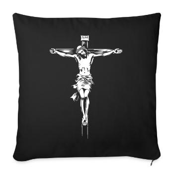Jésus-Christ Croix Dieu chrétien - Housse de coussin décorative 45 x 45 cm - noir - Devant