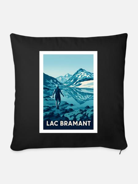 Alpines Wandern am Bramantsee - Sofakissenbezug 45 x 45 cm - Schwarz
