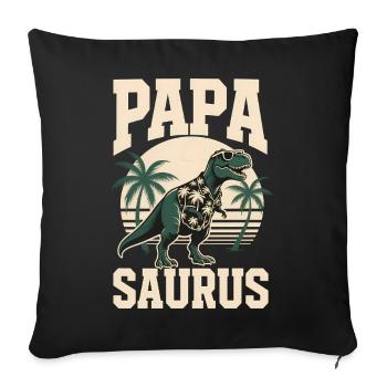 Papa Saurus Rex dinosaure Cadeau de fête des pères - Housse de coussin décorative 45 x 45 cm - noir - Devant