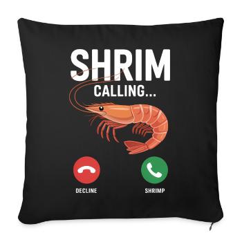 Shrim appelle - Mèmes Brainrot amusants - Housse de coussin décorative 45 x 45 cm - noir - Devant