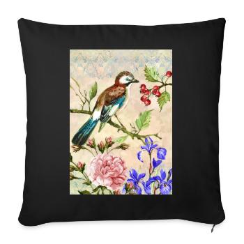 Colorful bird - Sofa pillowcase 17,3'' x 17,3'' (45 x 45 cm) - black - Front