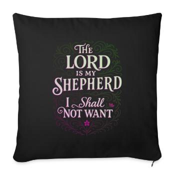The Lord is my Shepherd Psalm 23 - Sofa pillowcase 17,3'' x 17,3'' (45 x 45 cm) - black - Front