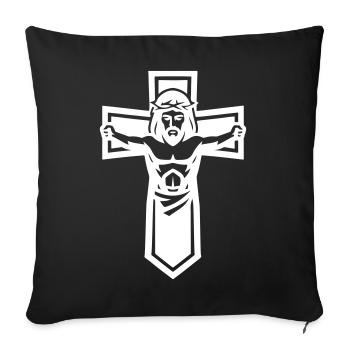 Symbole de la Croix de Jésus chrétien - Housse de coussin décorative 45 x 45 cm - noir - Devant