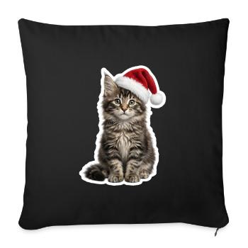 Bébé Chat Maine Coon avec Chapeau - Housse de coussin décorative 45 x 45 cm - noir - Devant