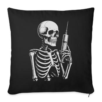 Tee Squelettique à Seringue Noire - Housse de coussin décorative 45 x 45 cm - noir - Devant