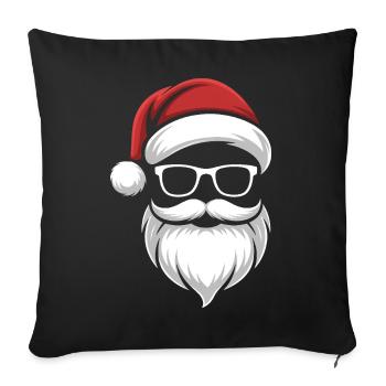 Santa with Beard & Glasses – Retro Christmas - Sofa pillowcase 17,3'' x 17,3'' (45 x 45 cm) - black - Front
