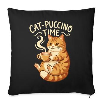 Cat Puccino Temps Café pour chats - Housse de coussin décorative 45 x 45 cm - noir - Devant