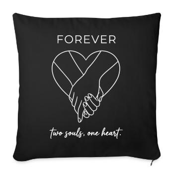 Forever Valentine - Two Souls One Heart White - Sofa pillowcase 17,3'' x 17,3'' (45 x 45 cm) - black - Front