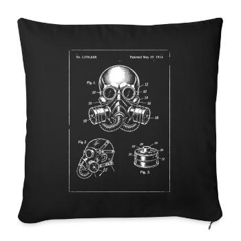 Illustration du plan du masque à gaz - Housse de coussin décorative 45 x 45 cm - noir - Devant