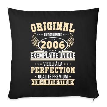 2006 – Exemplaire unique – Qualité premium - Housse de coussin décorative 45 x 45 cm - noir - Devant