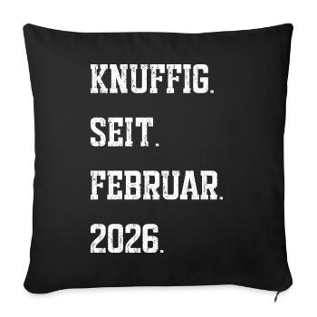 Naissance : février 2026 - Housse de coussin décorative 45 x 45 cm - noir - Devant