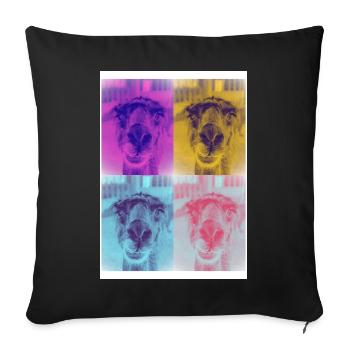 Alpaka l PopArt Vierfach Portrait - Sofakissenbezug 45 x 45 cm - Schwarz - Vorne