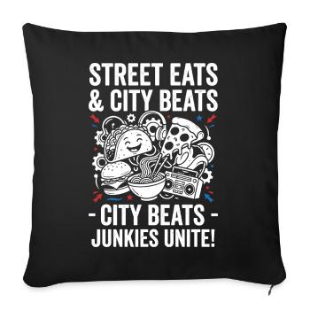 Les encas-cœurs de la ville battent les junkies unis - Housse de coussin décorative 45 x 45 cm - noir - Devant